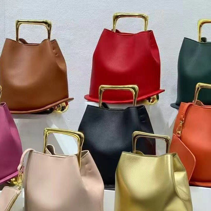 Women's Fashionable Metal Portable Irregular Textured Women's Handbag