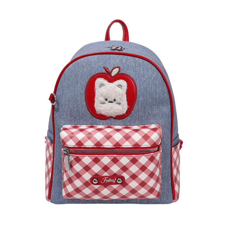 Women's Korean College Style Plaid Printed Polka Women's Backpack