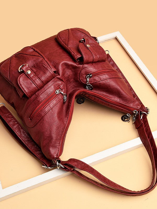 Women's Female Lady Soft Leather Simple Backpacks