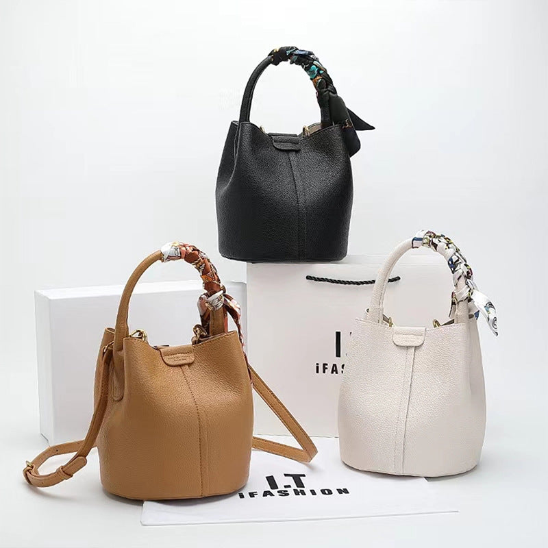 Women's Genuine Leather Made Korean Vegetable Basket Handbags