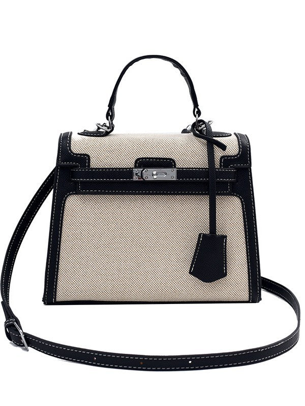 Women's High-grade Retro Portable Kelly Linen Stitching Bags