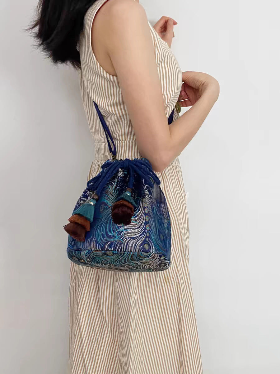 Retro Chinese Style Handmade Large Capacity Cloth Women's Messenger Bag