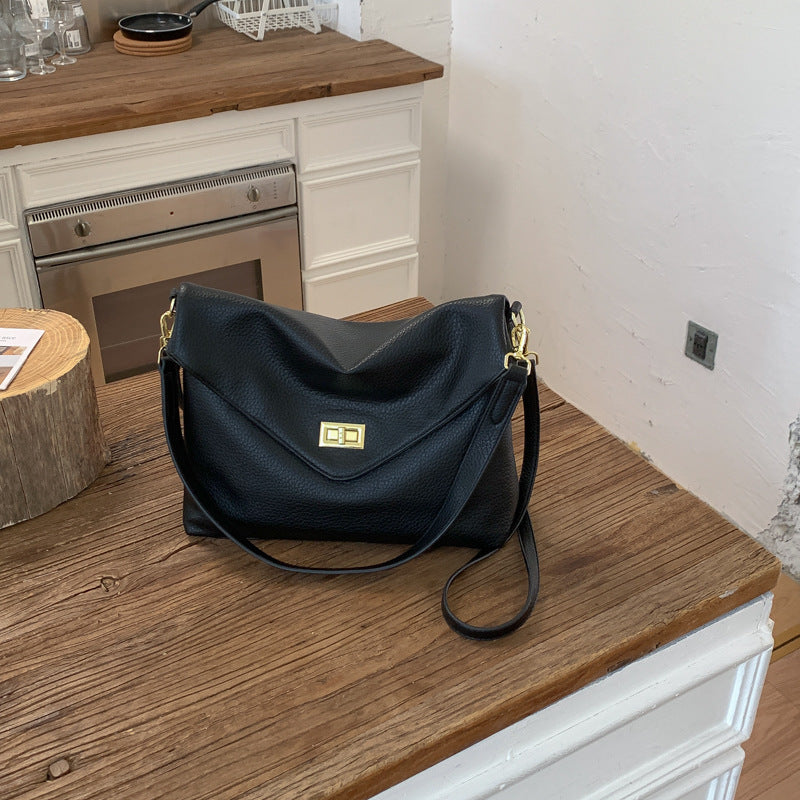 Women's Spring Korean Style Lazy Retro Soft Leather Underarm Bag