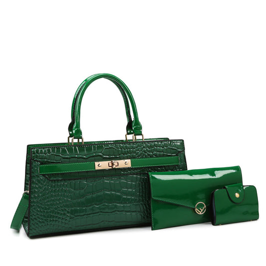 Women's Large Capacity Kelly Crocodile Pattern Portable Women's Messenger Bag