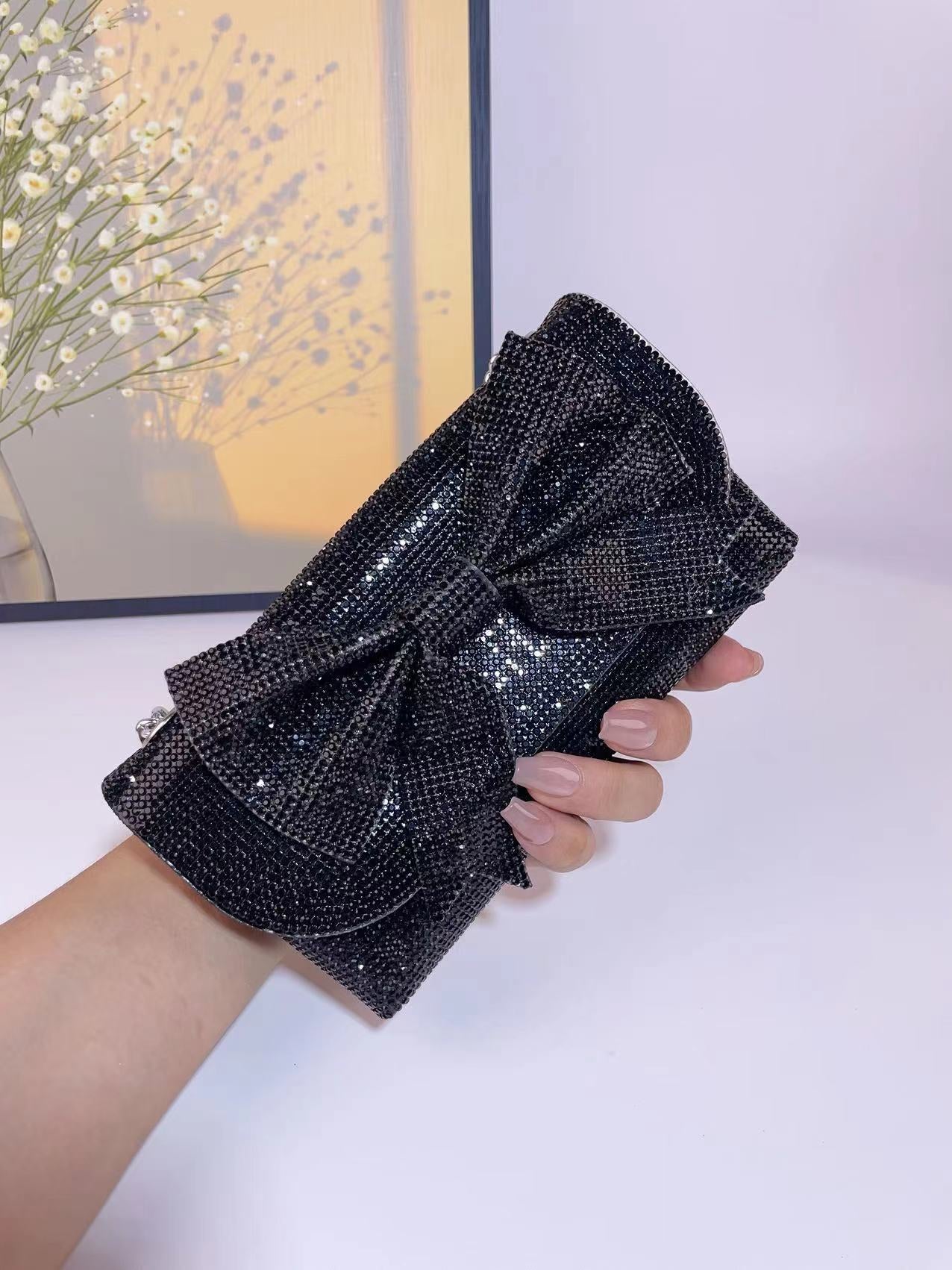Unique New Rhinestone High-grade Bow Shiny Bags