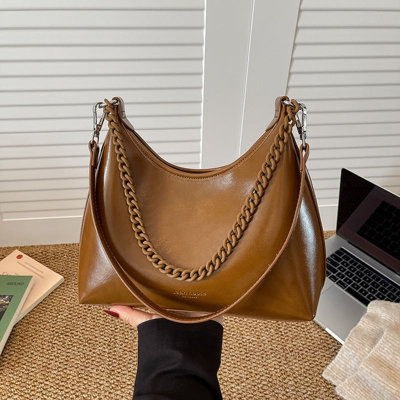 Women's Capacity Soft Leather Textured Retro Affordable Luxury Simple Underarm Bag