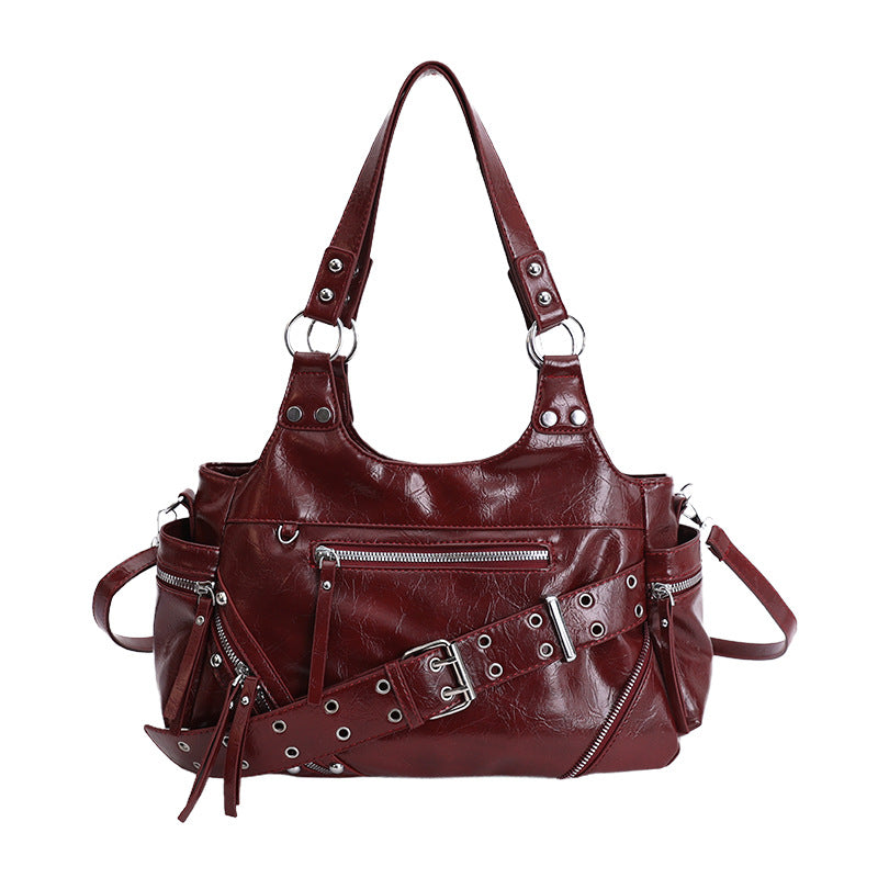 Women's Fashionable Personalized Hot Oil Wax Leather Shoulder Bags