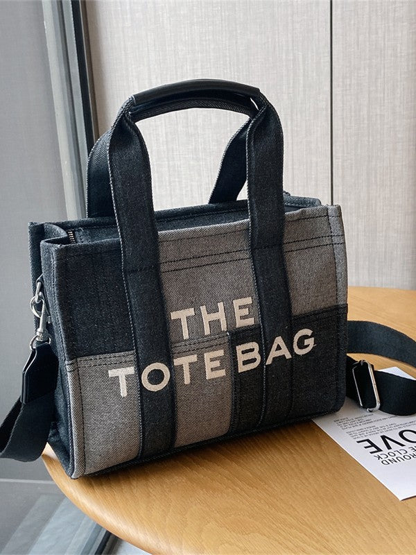 Women's Canvas Large Capacity Totes Patchwork Portable Tote Bag