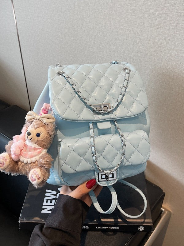 Women's Classic Style Rhombus Chain Trendy Niche Backpacks