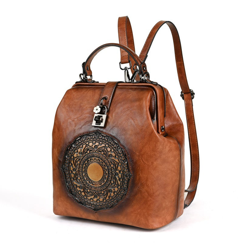 Women's Embossing Urban Simple Style Leisure Hand-rub Women's Backpack