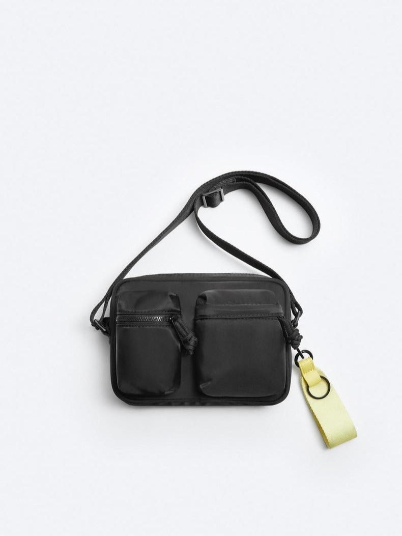 Men's Fashion Black Nylon Cloth Mini Commuter Bags