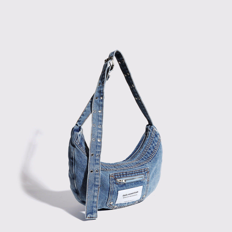 Women's Design Retro Washed Jean Fashion Premium Underarm Bag