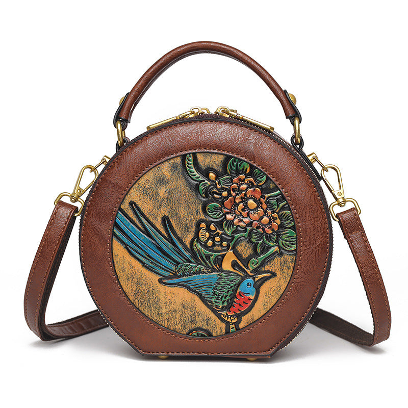 Women's Style Lotus Textured Commuter Clutch National Embossed Women's Shoulder Bag