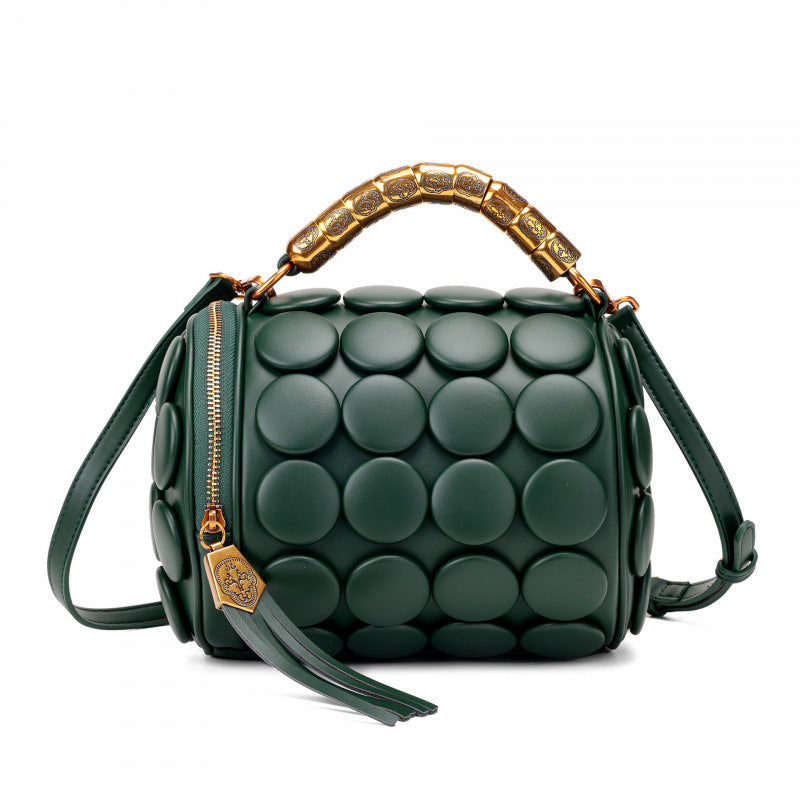 Women's Round Handmade Button Classic Pillow Women's Handbag