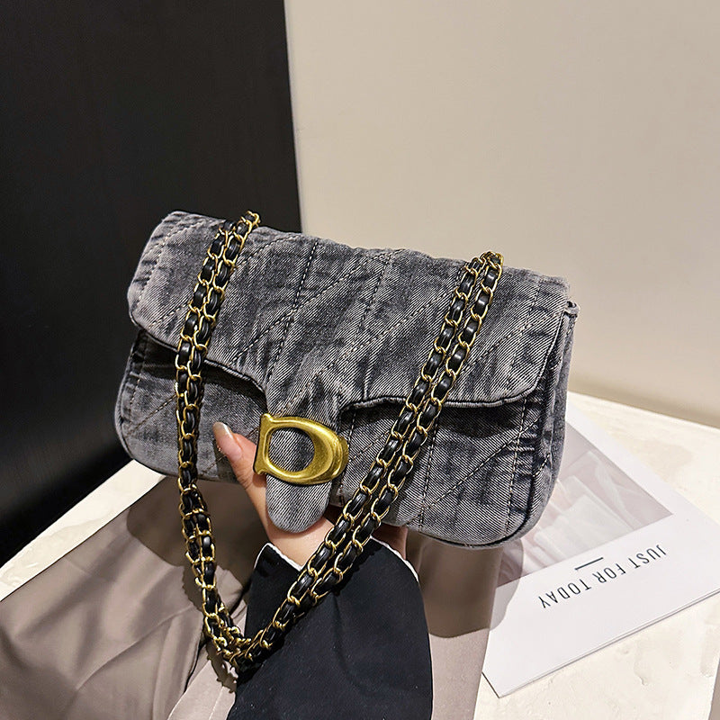 Women's Retro Distressed Denim Underarm Fashion Commuter Women's Shoulder Bag