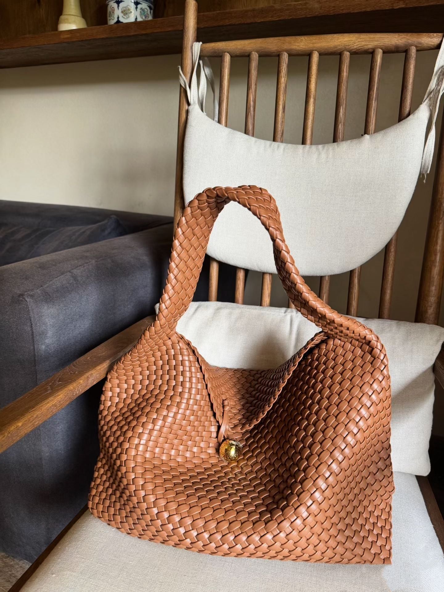 Women's Handmade Woven High Sense Commute Genuine Leather Shoulder Bags