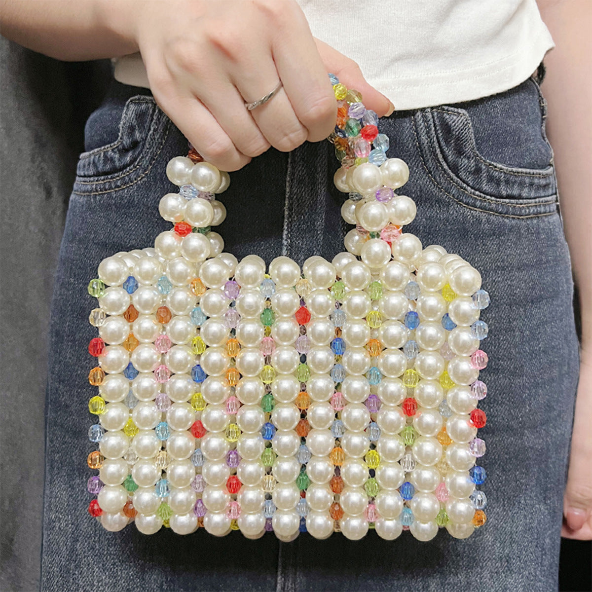 Handmade Beaded Waxberry Beads High-grade Niche Handbags
