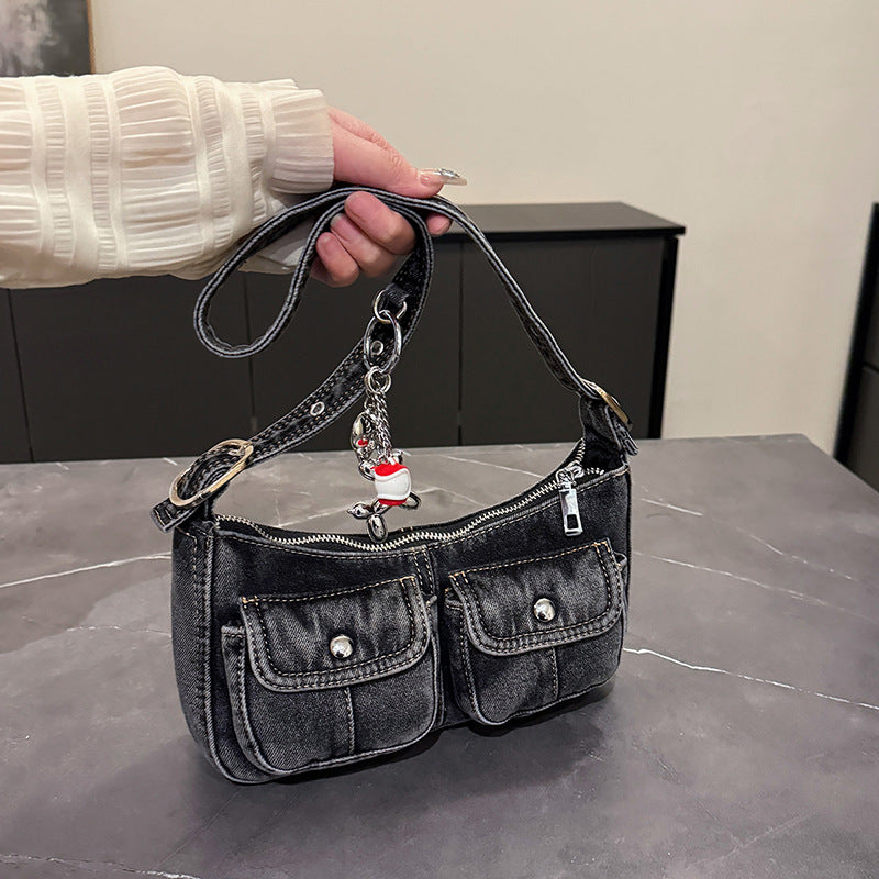 Distressed Denim Minority Fashion Female Hot Underarm Bag