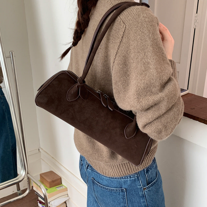 Women's Stick Large Capacity Mori Cute Trendy Frosted Underarm Bag