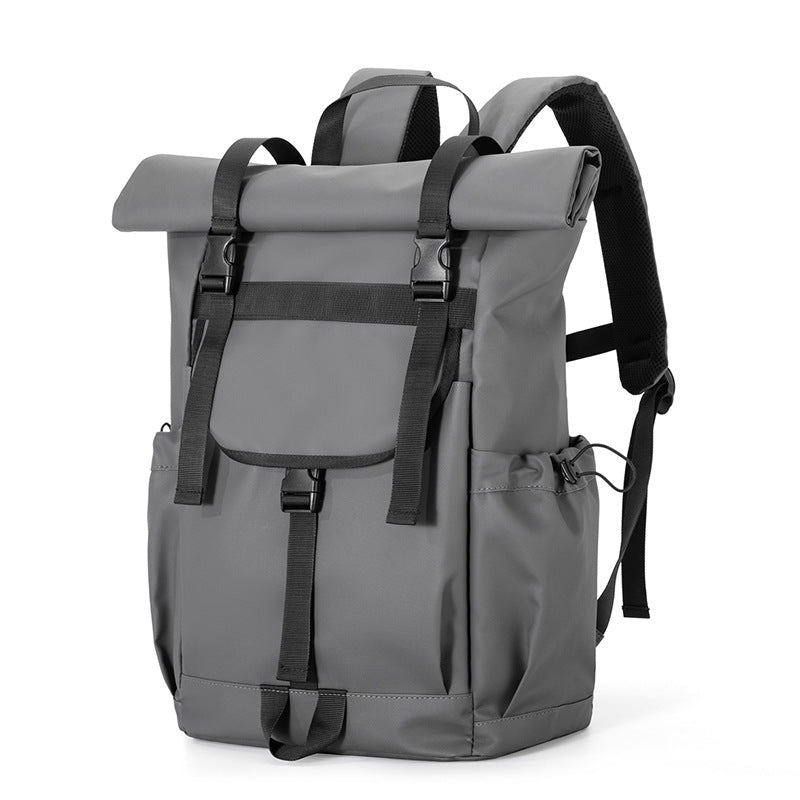 Men's Curved Edge Roll Cover Waterproof Hard-wearing Large Capacity Leisure Backpack