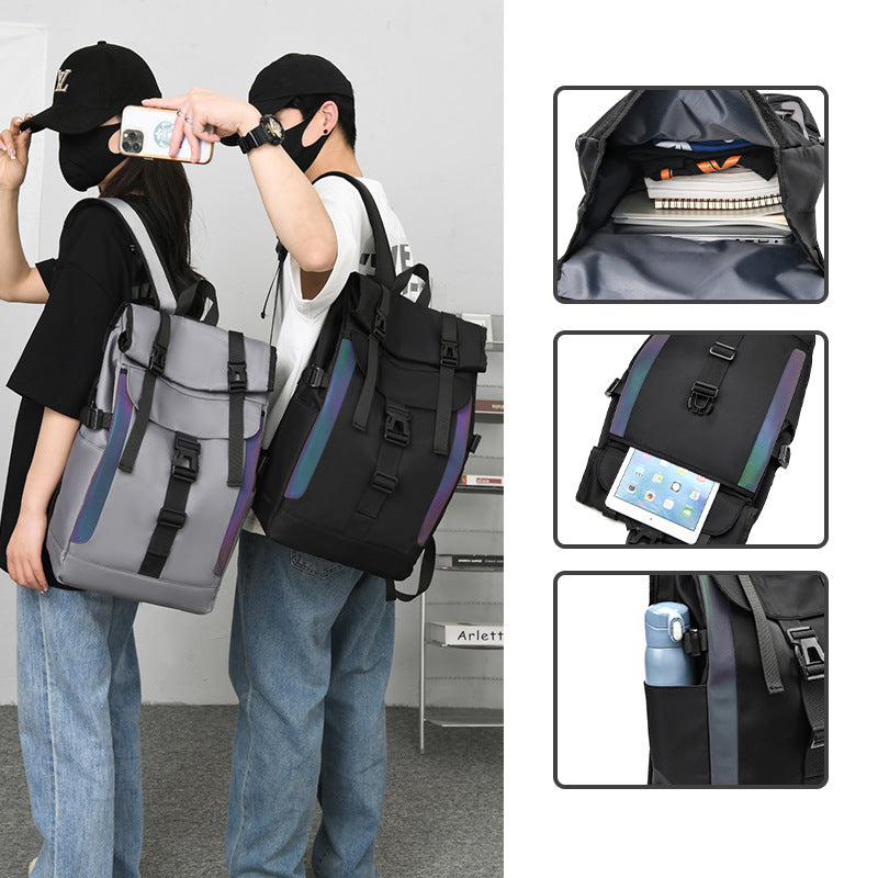 Contrast Color Large Capacity Nylon Cloth College High Leisure Backpack