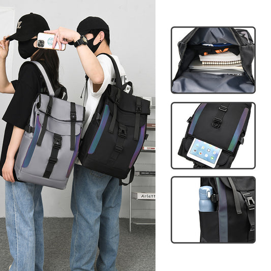 Contrast Color Large Capacity Nylon Cloth College High Leisure Backpack