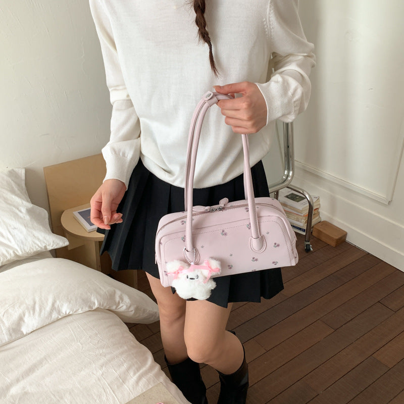Women's Fashion Printed Commuter Underarm Portable Boston Bags