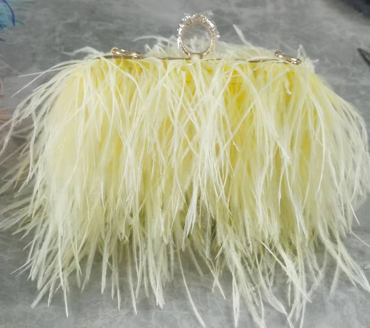 Fashion Tassel Ostrich Feather Dinner Catwalk Bags