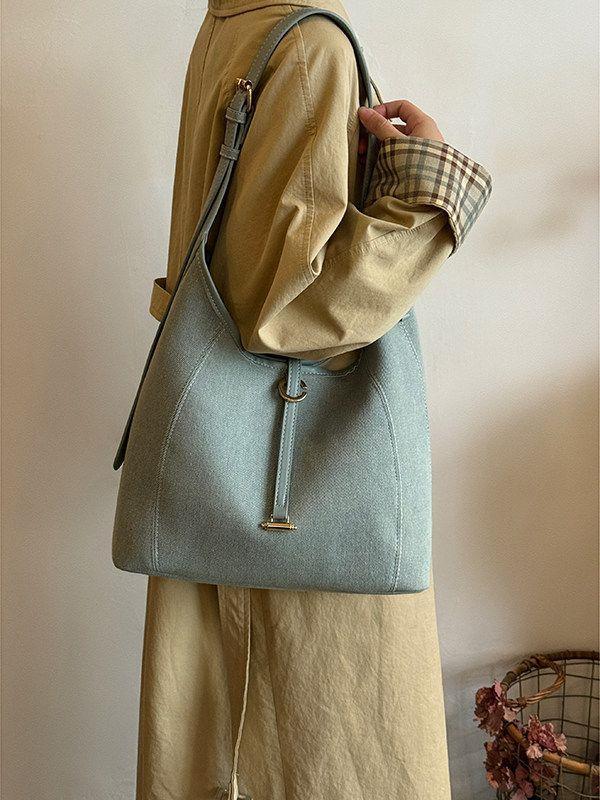 Women's Lazy Feeling Denim Canvas Large Capacity Commuter Tote Bag