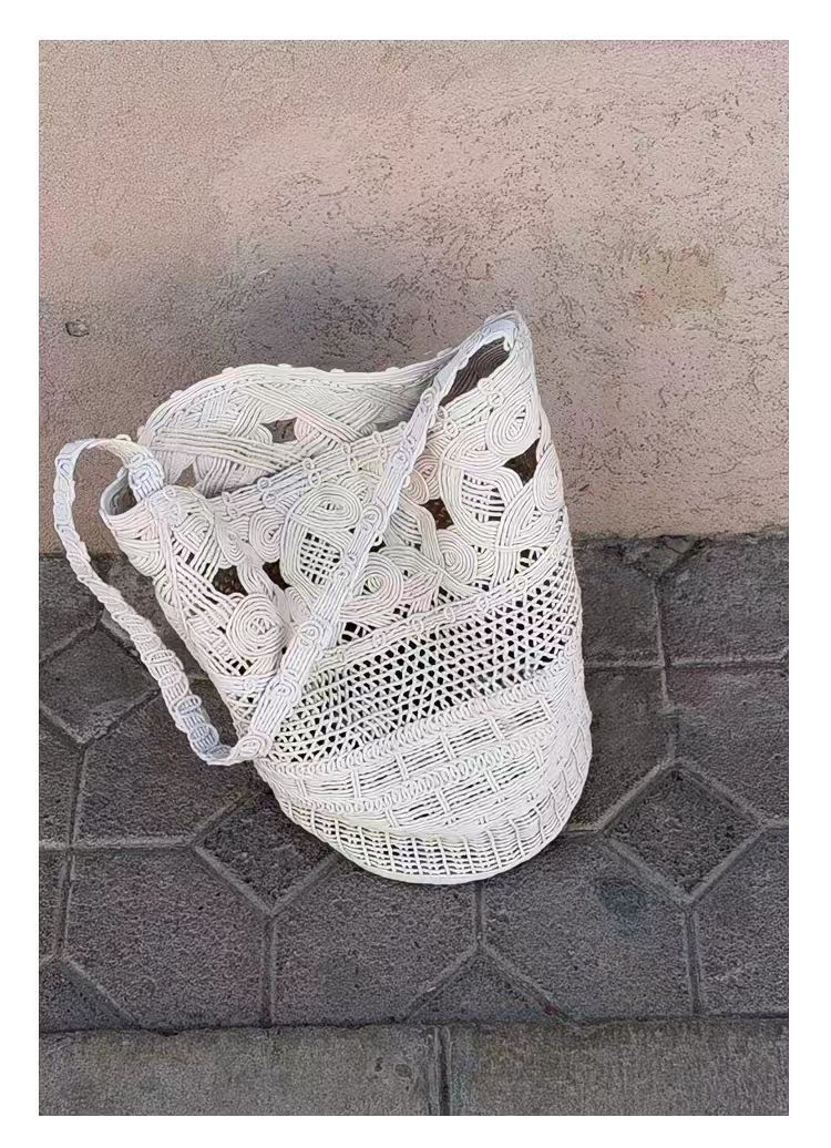 Women's Quality Hollow Wax Rope Hand-woven Underarm Bucket Bags