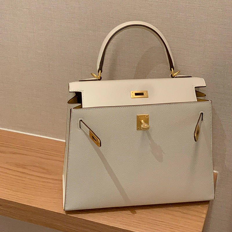 Palm Print Genuine Leather Kelly Second Generation Trendy High Women's Handbag