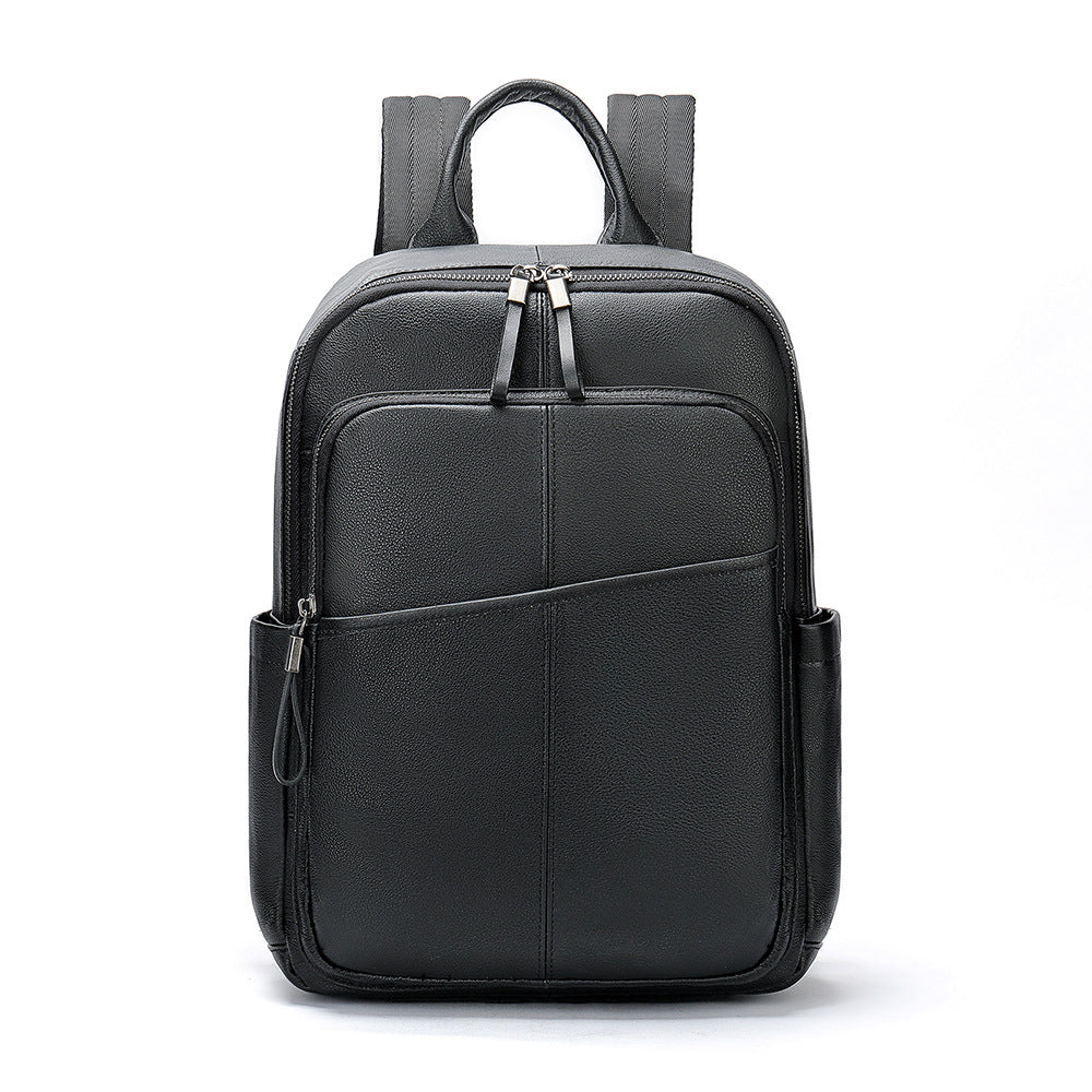 Men's Leather First Layer Cowhide Waterproof Computer Leisure Backpack