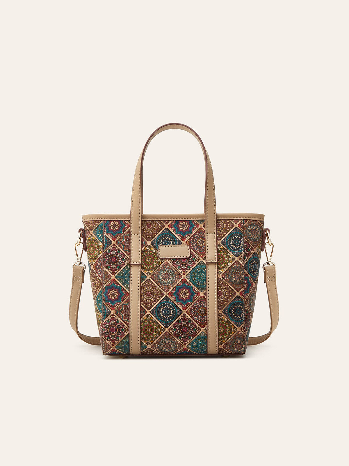 Women's Retro Ethnic Print Large Capacity Portable Commuter Cork Women's Handbag