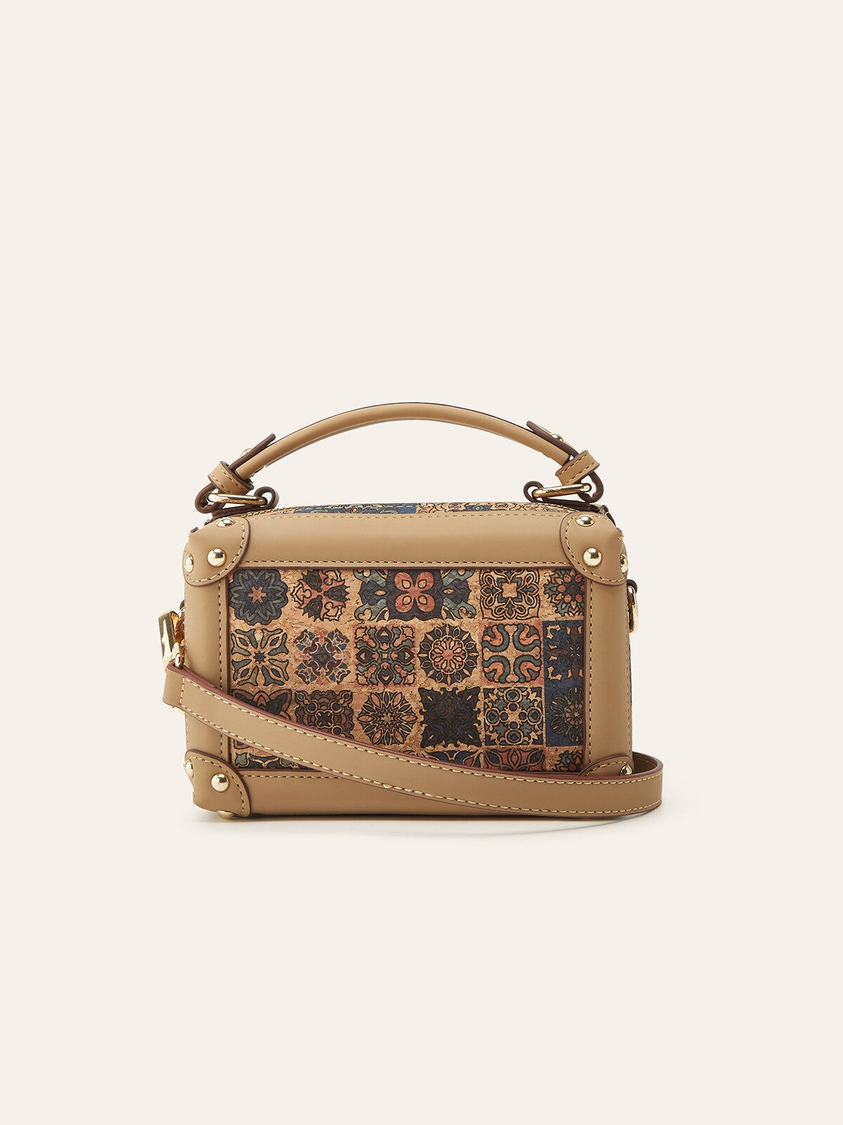 Ethnic Print Cork Tree Leather Bohemian Women's Handbag