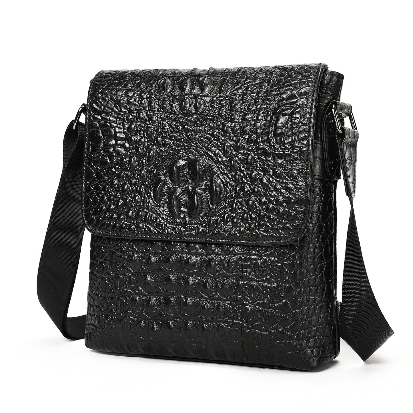 Men's Genuine Leather Flip High-grade Handmade Crocodile Pattern Men's Messenger Bag