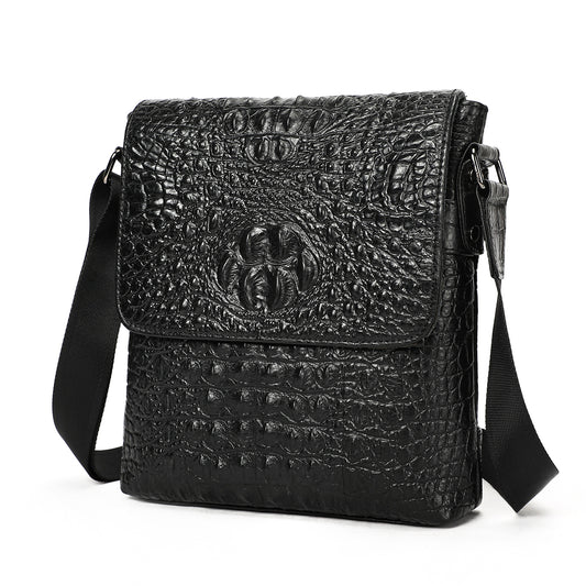 Men's Genuine Leather Flip High-grade Handmade Crocodile Pattern Men's Messenger Bag