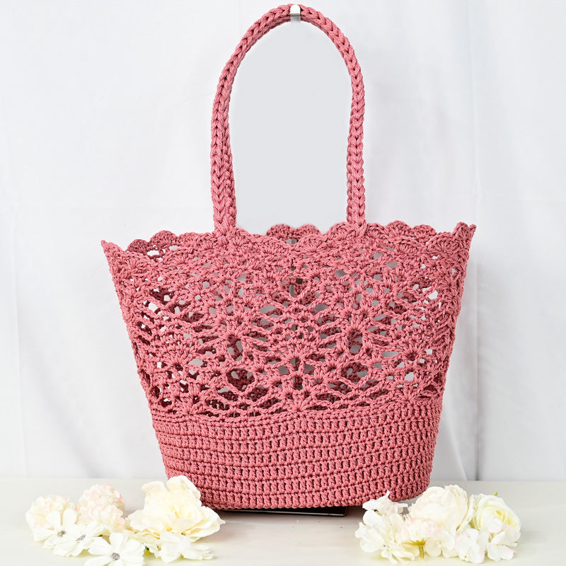 Women's Woven Knitted Handmade Cotton Thread Hollow Crochet Women's Handbag