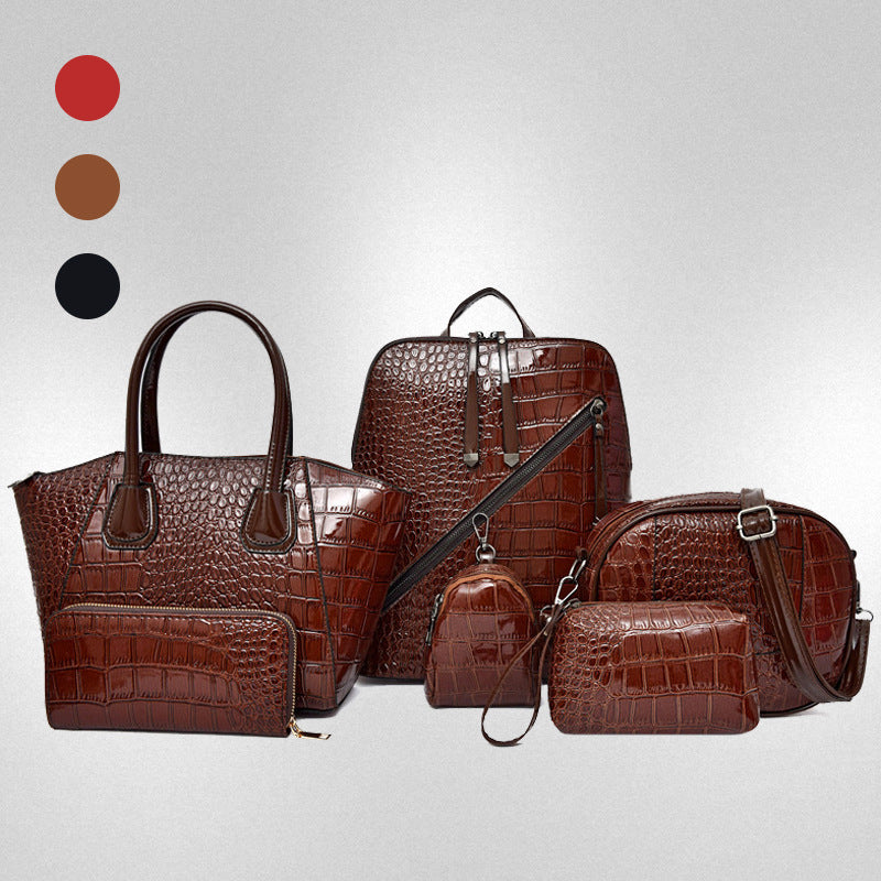 Women's Crocodile Pattern Set Mother Portable Bags