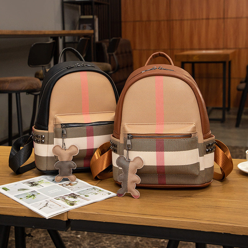 Plaid Fashion Mini Classic College Book Women's Backpack