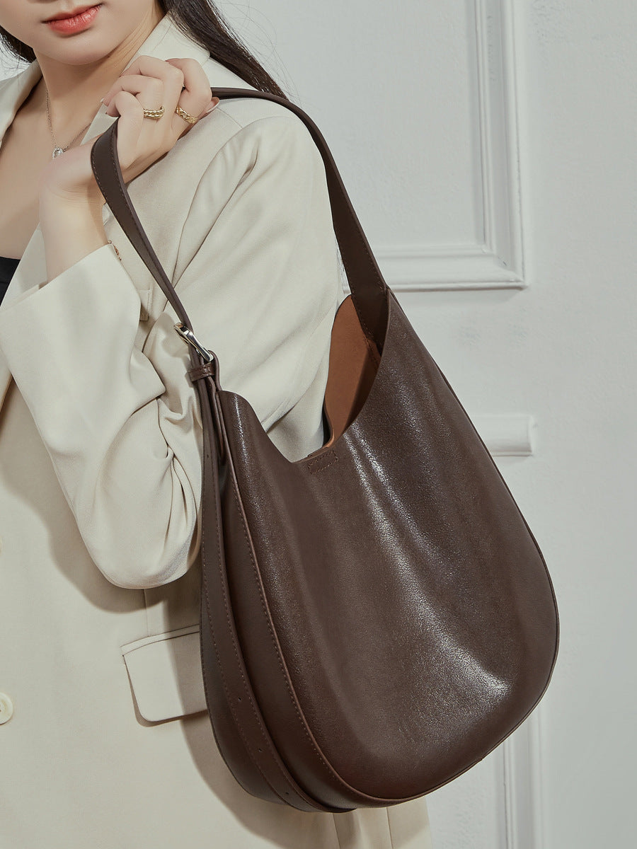 Women's Underarm Genuine Leather Design Selenodont Fashion Tote Bag
