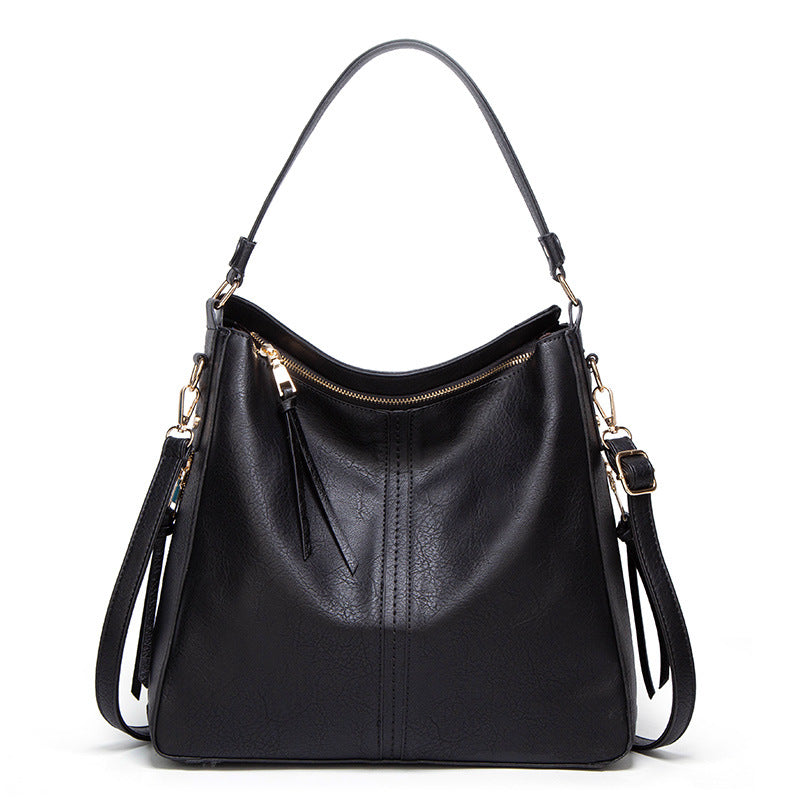 Women's Commute Design High-grade Versatile Large Capacity Oil Wax Women's Shoulder Bag