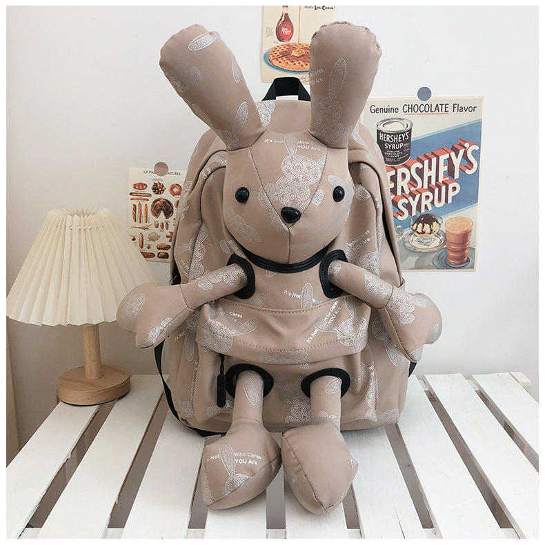 Stylish Doll Cute Rabbit Cartoon Three-dimensional Leisure Backpack