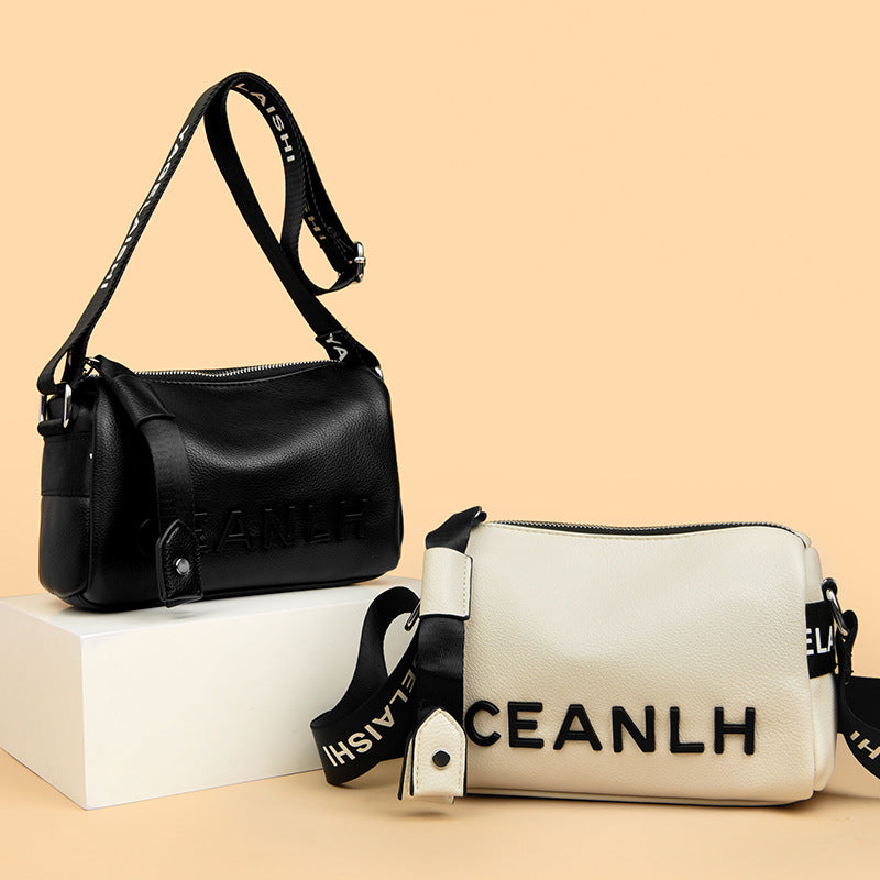 Leather Letter Korean Fashion Broadband Underarm Toe Cover Women's Messenger Bag