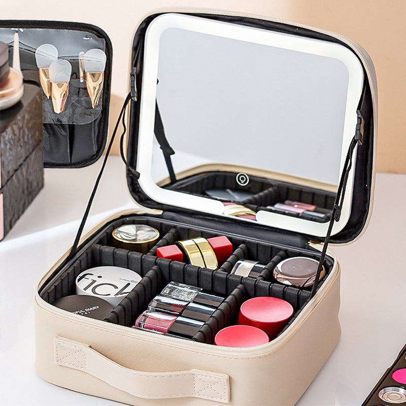 Box With Light Mirror Large Capacity High-grade Makeup Bag