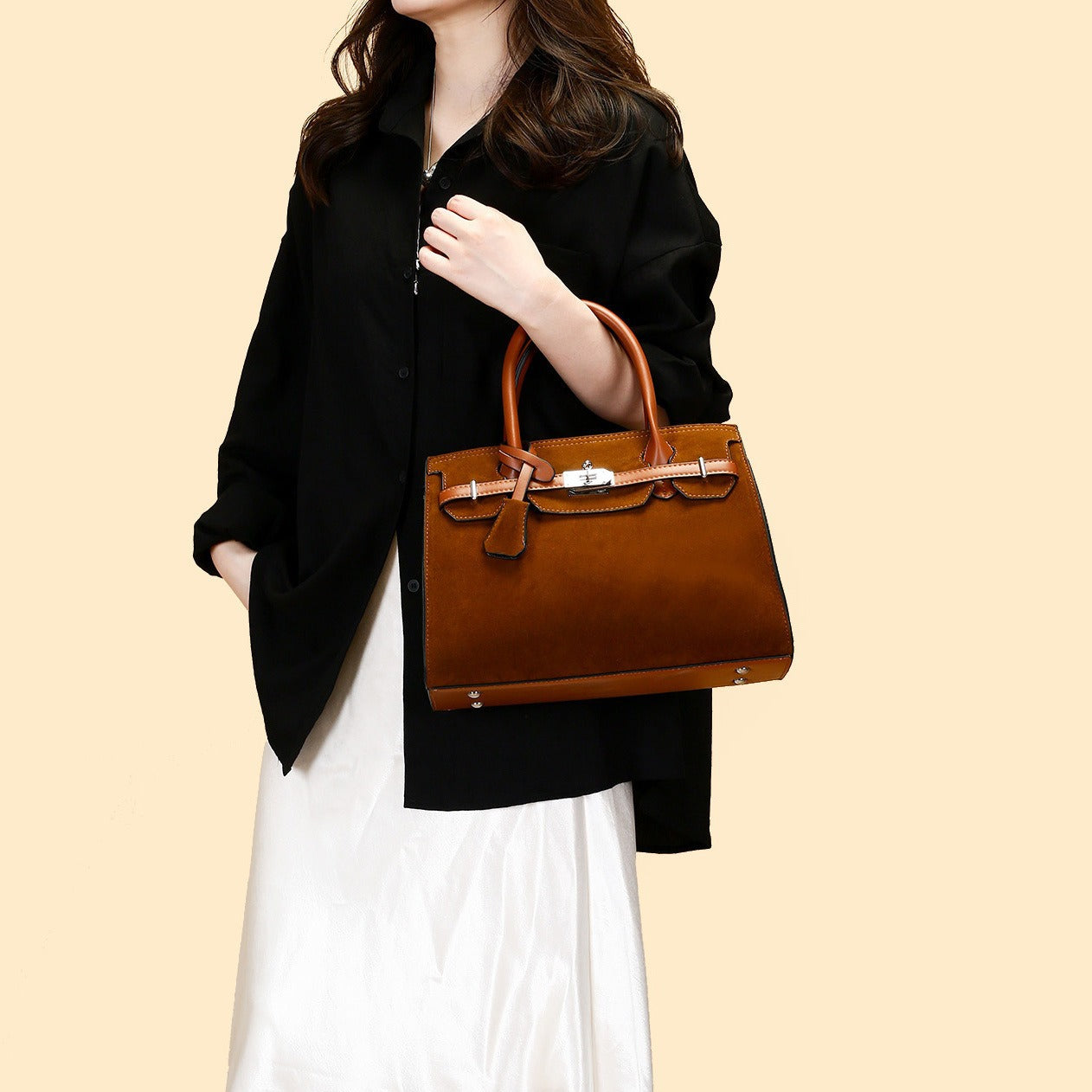 Women's Suede Fashion Elegant Simple Commute Women's Messenger Bag