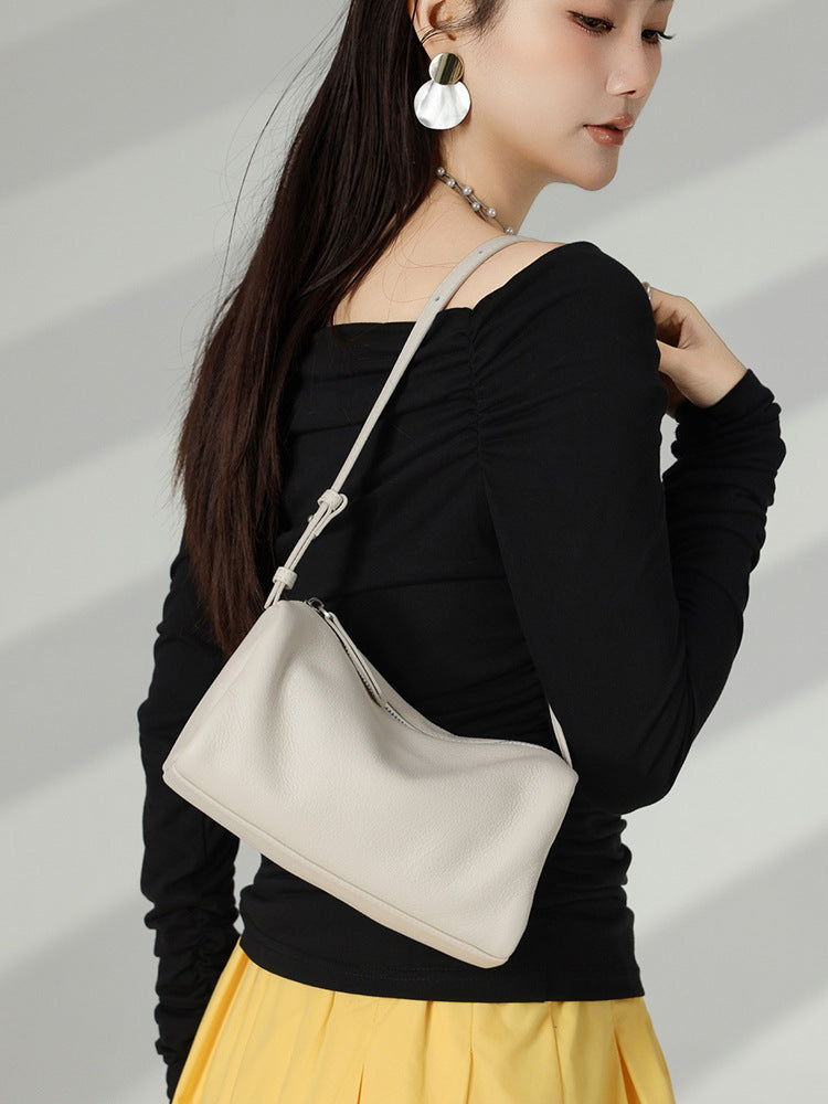 Women's First Layer Soft Cowhide Boston Style Pillow Genuine Women's Shoulder Bag
