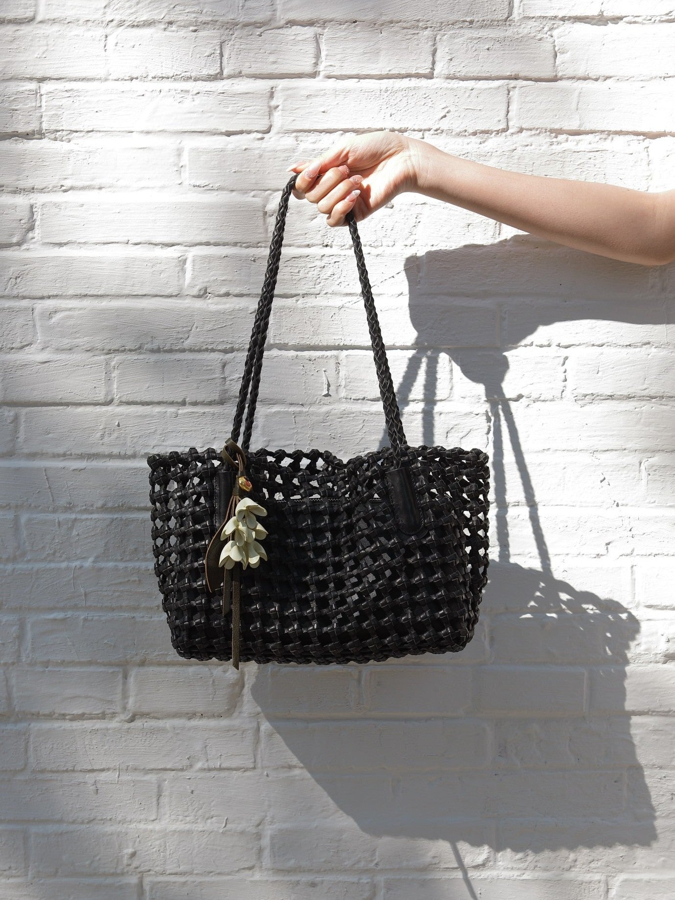 Vegetable Tanning Cowhide Hollow Design Woven Genuine Bags