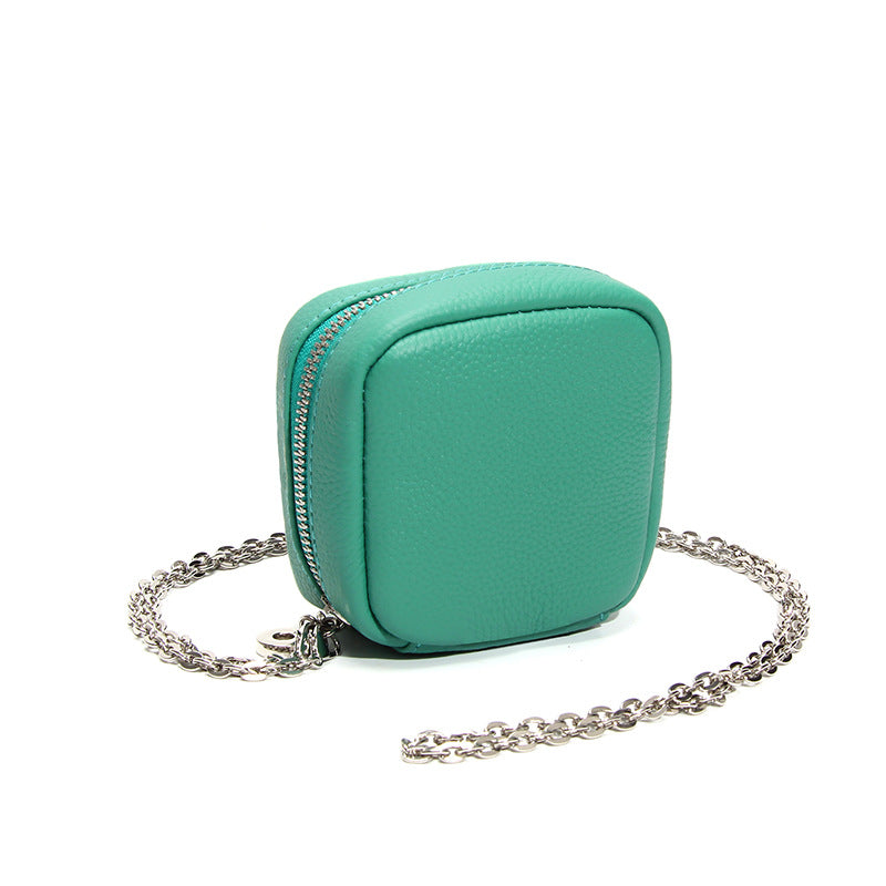 Leather Mini Outing Portable Earphone Jewelry Partition Storage Chain Makeup Bag