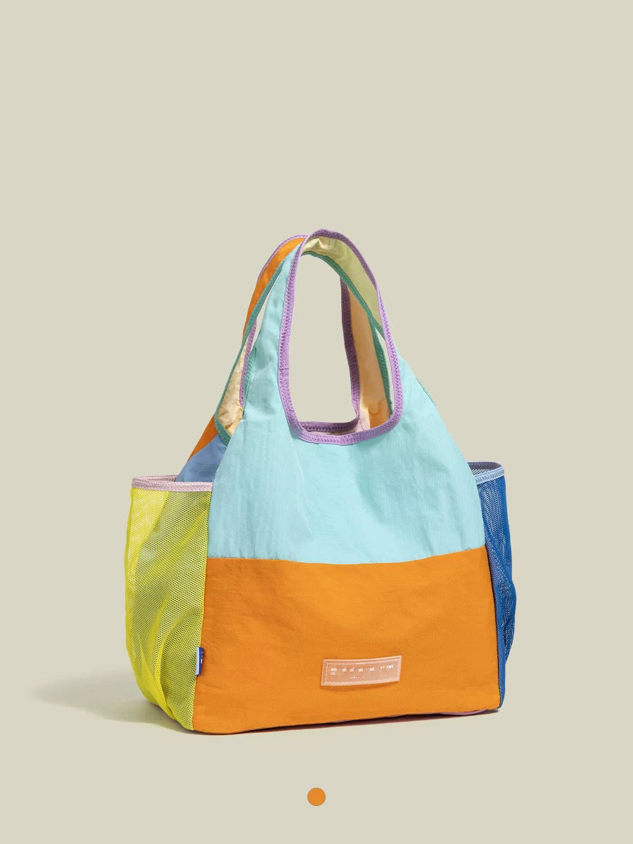 Women's Contrast Color Dopamine Foldable Fashionable Lightweight Nylon Cloth Women's Shoulder Bag