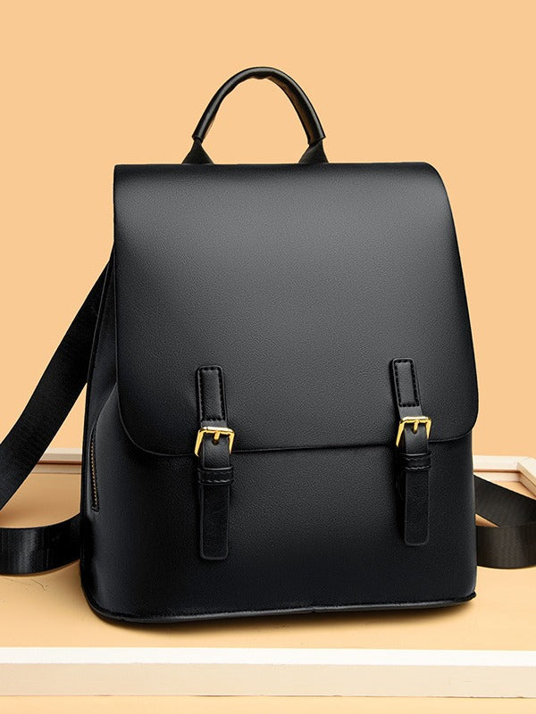 Women's Color Soft Leather Lightweight High-grade British Fashion Large Backpacks